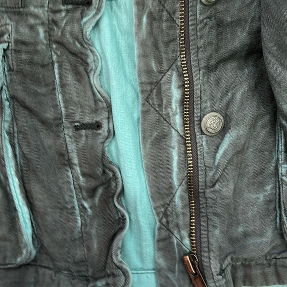 Free People Double Cloth Military Jacket Blue size XS 100% Cotton - Picture 12 of 14